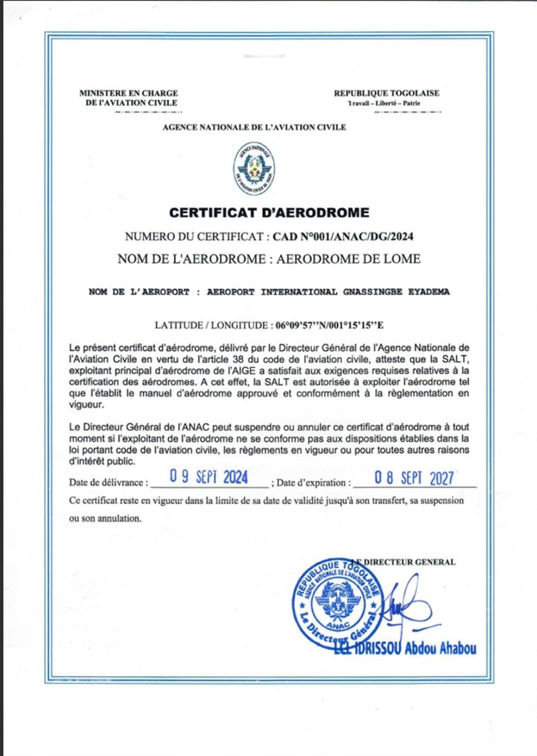 Certificate of Acretation